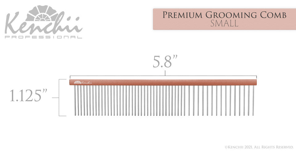 Kenchii™ Premium Satin Rose Gold Grooming Comb - Small - 5.8"